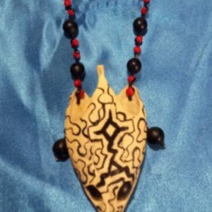 Handmade shaman necklace amulet huayruro seeds